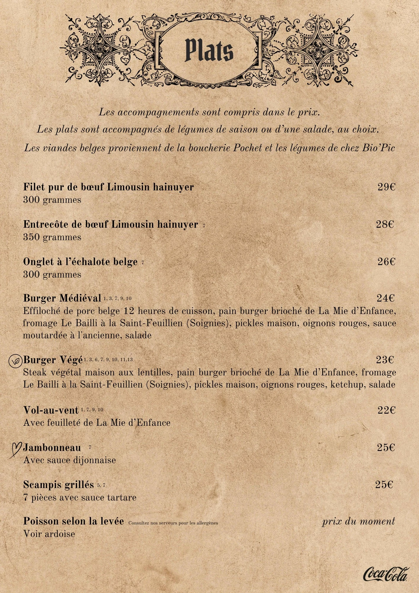 Menu Brasserie Le Médiéval - Page 4